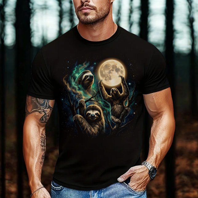Camiseta Três preguiças reagindo à lua (Criador carregado)