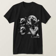 Três Pug Lua Engraçado Uivando Cães Arte Vintage