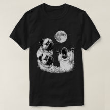 Três Pugs Uivando Para a Lua Celestial Vintage