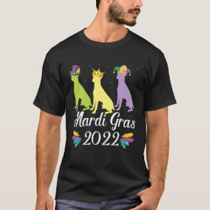 Camiseta Três Rat Terrier Cães Mardi Gras Costume Dançando