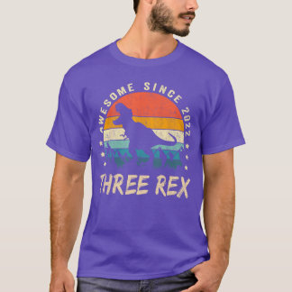 Camiseta Três Re 3º Aniversário terceiro Dinossauro 3 Anos