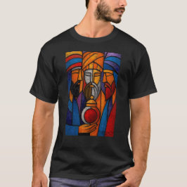 Camiseta Três Reis Magos em Vidro Colorido Moderno