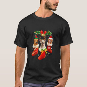 Camiseta Três Retrievers De Ouro Em Sock Christmas Pajama X