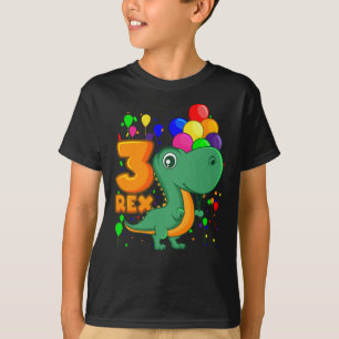 Camiseta Três REX 3 anos aniversário de 3 anos Dino