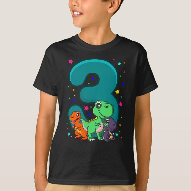 Camiseta TRÊS REX, aniversário de 3 anos, 3 Anos, Crianças  (Frente)