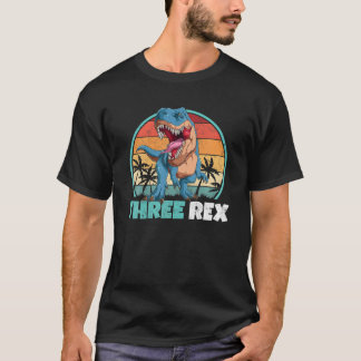Camiseta Três Rex Girl Boy | 3 Anos 3 Rex Aniversário