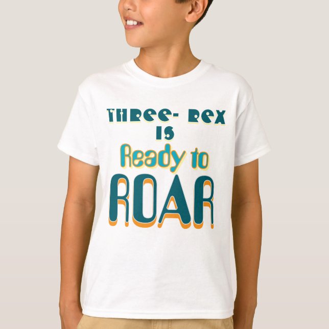 Camiseta Três Rex Prontos para Roar! (Frente)