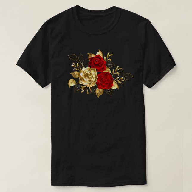 Camiseta Três Rosas de joalharia (Frente do Design)