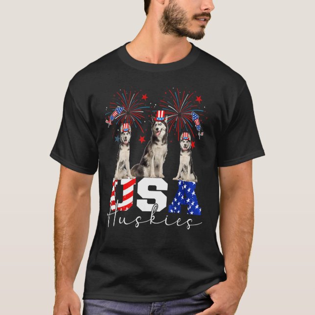 Camiseta Três Roucos Americanas Cachorro Vestindo Hat Ameri (Frente)