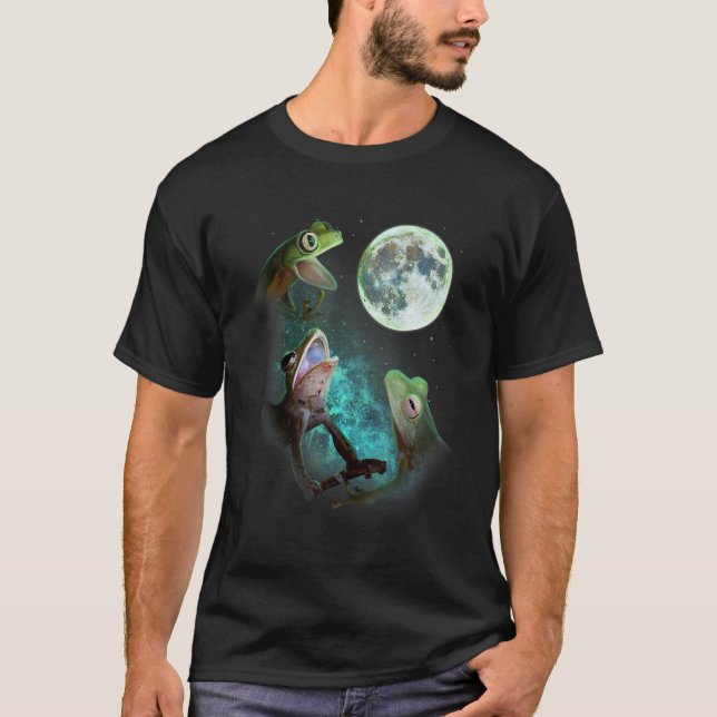 Camiseta Três Sapos De Árvore Engraçados Na Lua 3 Lobos Eng (Frente)