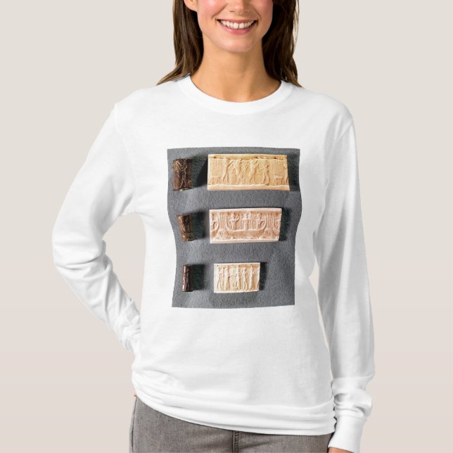 Camiseta Três selos do cilindro com impressões, (Frente)