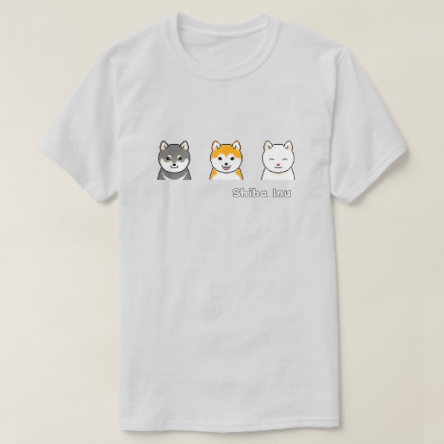 Camiseta Três Shiba Inus Com Cores Casaco Diferentes (Frente do Design)