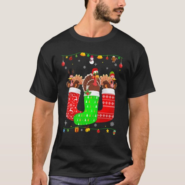 Camiseta Três Turquia nas Meias de Natal que combinam com o (Frente)