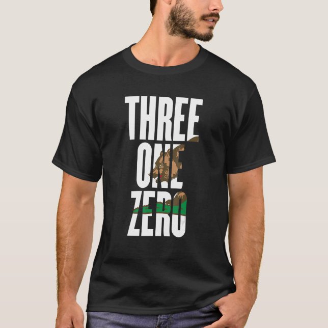 Camiseta Três Um Zero 310 Código de Área Los Angeles Califó (Frente)