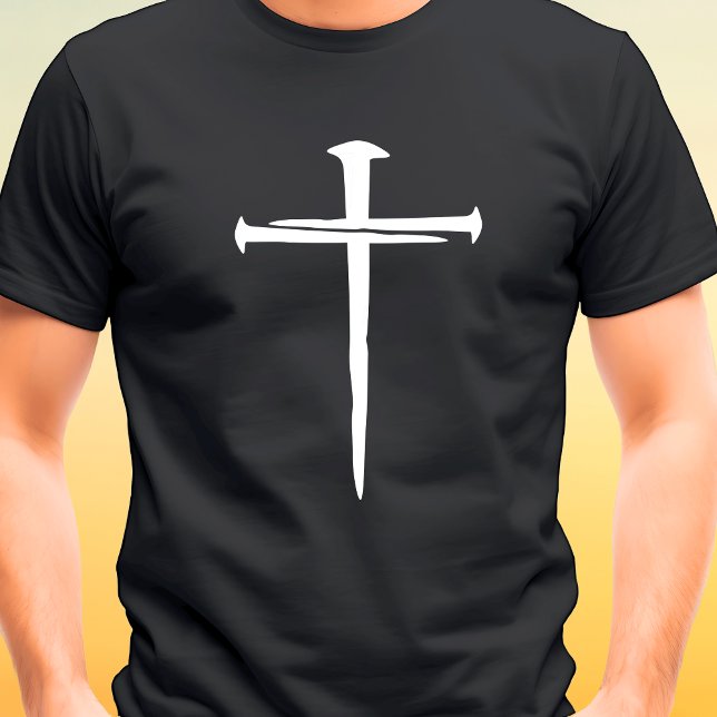 Camiseta Três Unhas robustas da Cruz Branca Cristã (Three Nails Rugged White Cross Christian T-Shirt)