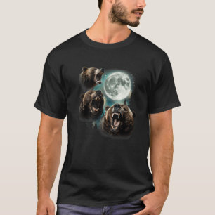 Camiseta Três Ursos Grizzly Uivam Na Montanha Estrelada Lua