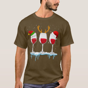 Camiseta Três Vidro Vidro Vidro Santa Hat Vinho Ventilador