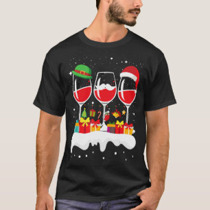 Camiseta Três Vidros De Vinho Vermelho Papais noeis De Nata