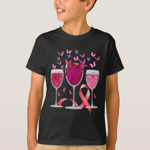 Camiseta Três Vinhos De Vidro Cancer De Mama Sensação Cor D