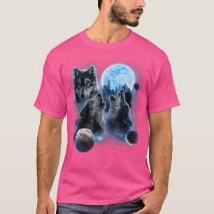 Camiseta Três Wolf Howling E Lua