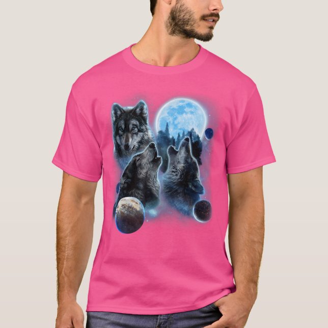 Camiseta Três Wolf Howling E Lua (Frente)
