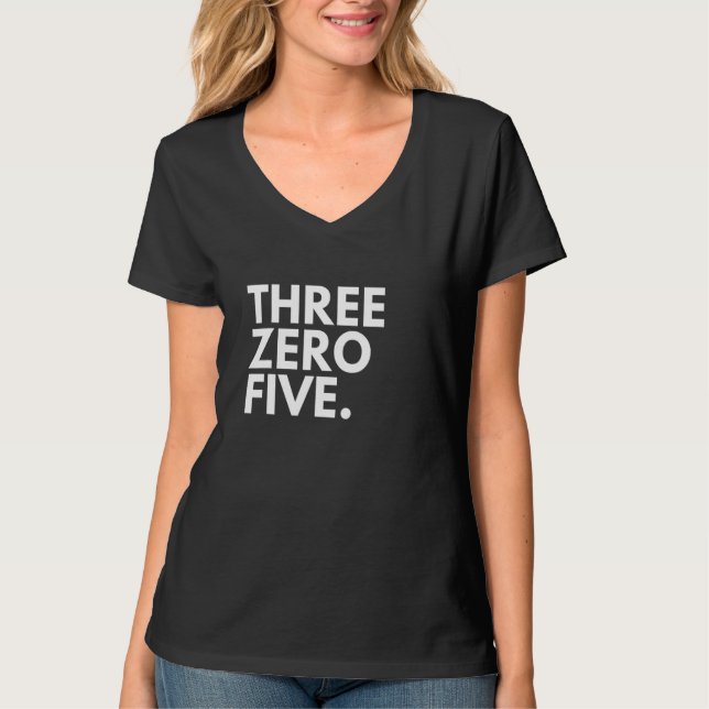 Camiseta TRÊS ZERO CINCO Código de área 305 Miami FL Flórid (Frente)