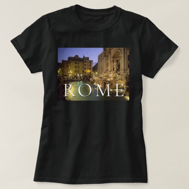 Camiseta Trevi Fountain à Noite | Roma, Lácio, Itália (Frente do Design)