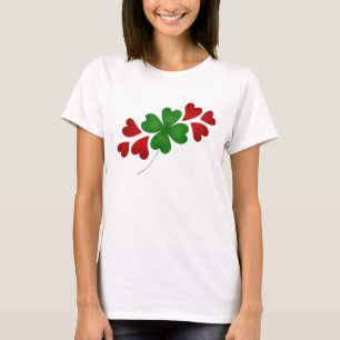Camiseta Trevo com forma romântica bonito dos corações