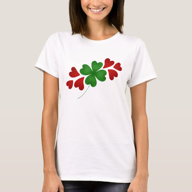 Camiseta Trevo com forma romântica bonito dos corações (Frente)