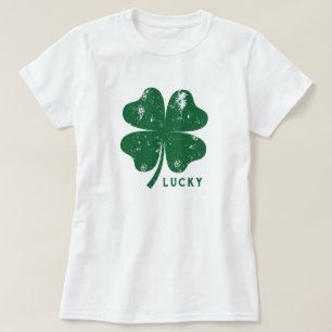 Camiseta Trevo da Sorte de Cor Editável Vintage Dia de São