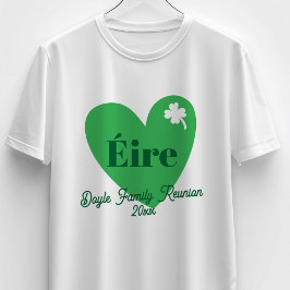 Camiseta Trevo de Quatro Folhas Verde Coração Éire Irlanda