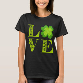 Camiseta Trevo de Três Folhas Verde Irlandês Nó Celta AMOR