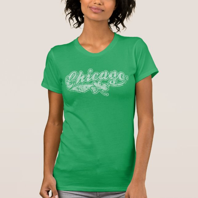 Camiseta Trevo do irlandês de Chicago do Dia de São (Frente)