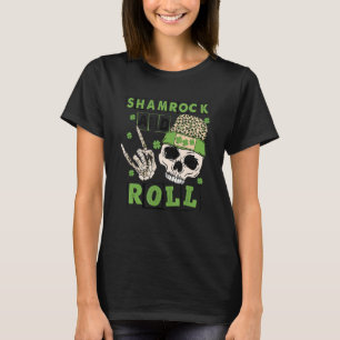 Camiseta Trevo e Rola Mão de Esqueleto Engraçado Rocker St