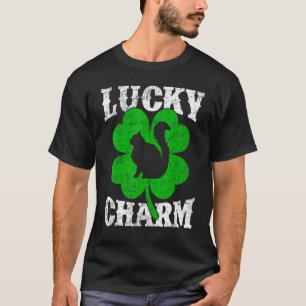 Camiseta Trevo Engraçado Folha Amuleto da Sorte Gato Persa 