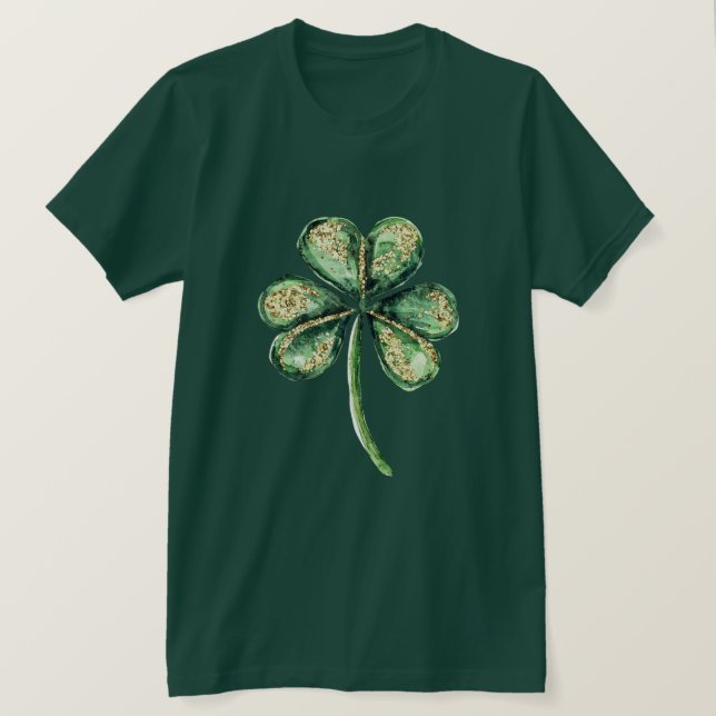 Camiseta Trevo Glitz Ouro Verde   (Frente do Design)