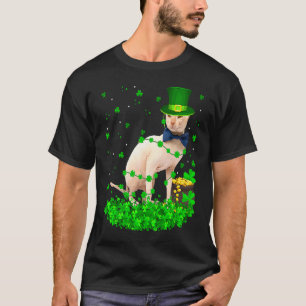Camiseta Trevo Irlandês Leprechaun Gato Sphynx Dia de São P