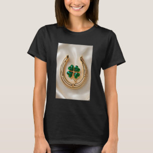 Camiseta Trevo sortudo com ferradura Dourada