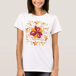 Camiseta Trevos abstratos no rosa e no amarelo