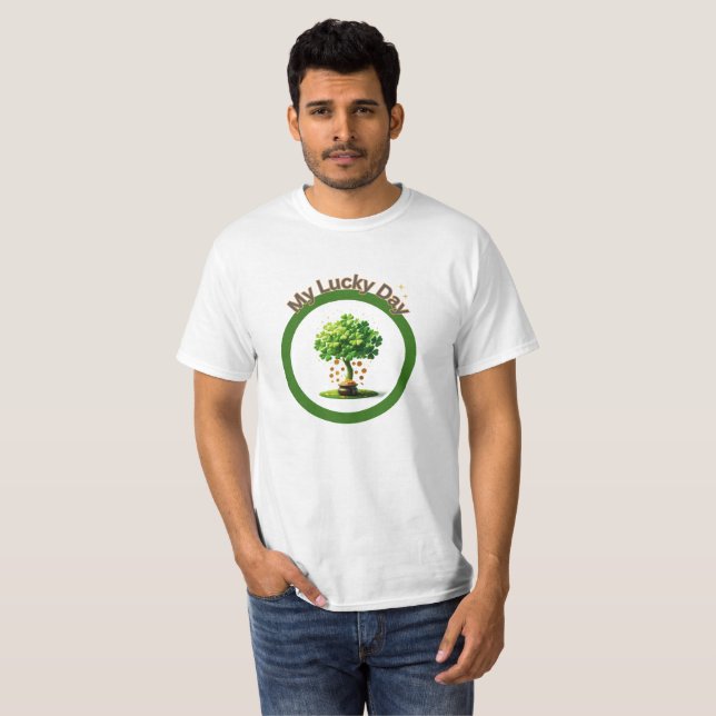 Camiseta Trevos da Sorte e Moedas de Ouro (Frente Completa)