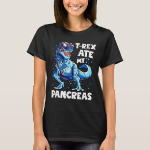 Camiseta TRex Ate My Pancreas Dinossauro Engraçado Diabetes