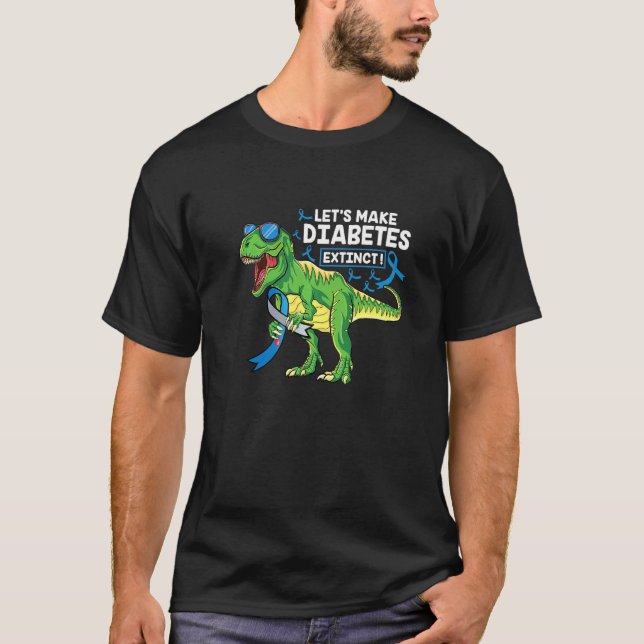 Camiseta Trex Deixa A Diabetes Extinta A Diabetes De Dinoss (Frente)
