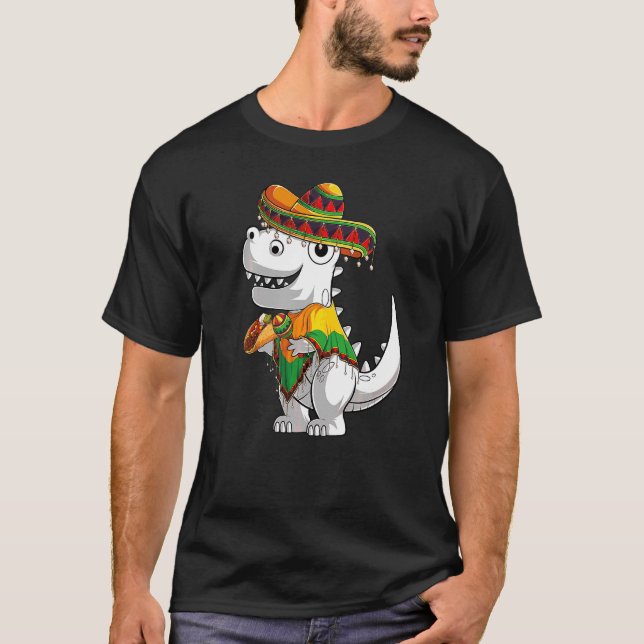 Camiseta Trex Dinosaur Taco Poncho Sombrero Cinco De Mayo F (Frente)