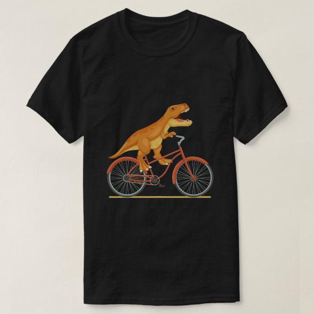 Camiseta TRex Dirigindo Uma Bicicleta Engraçada De Trex Din (Frente do Design)