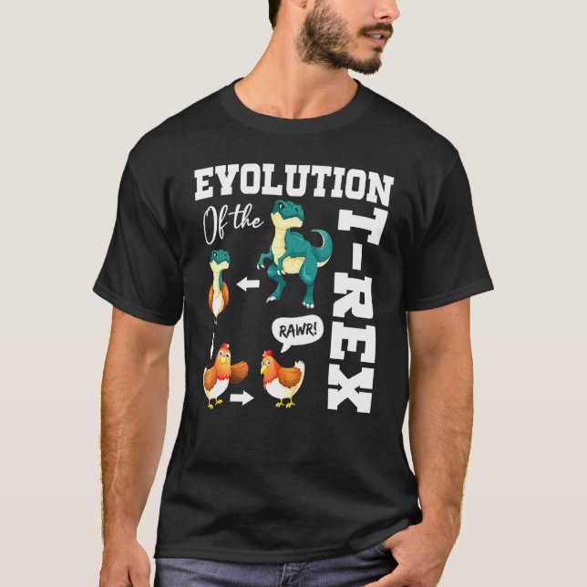Camiseta Trex Evolution Of The T-Rex Dinosaur Chicken Gag F (Frente)