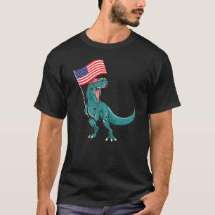 Camiseta Trex Popsicle Usa Bandeira 4 De Julho Dinossaur