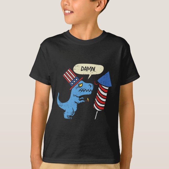 Camiseta Trex Short Hands Firecracker Funny Fireworks 4th O (Frente)