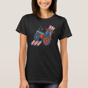 Camiseta Trex Trator Us Flag Dino Caminhão 4 De Julho Toddl