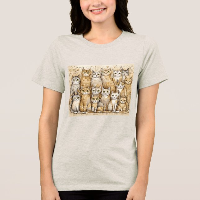 Camiseta Tri-Blend acalmando gatos (Frente)