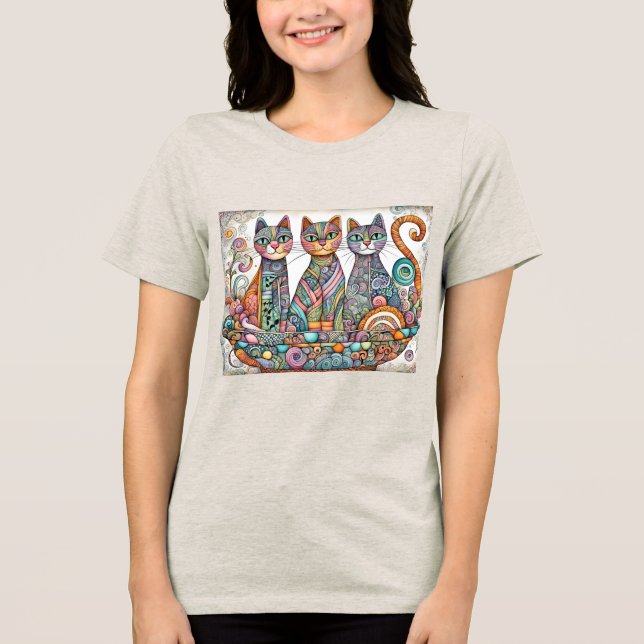 Camiseta Tri-Blend acalmando gatos (Frente)